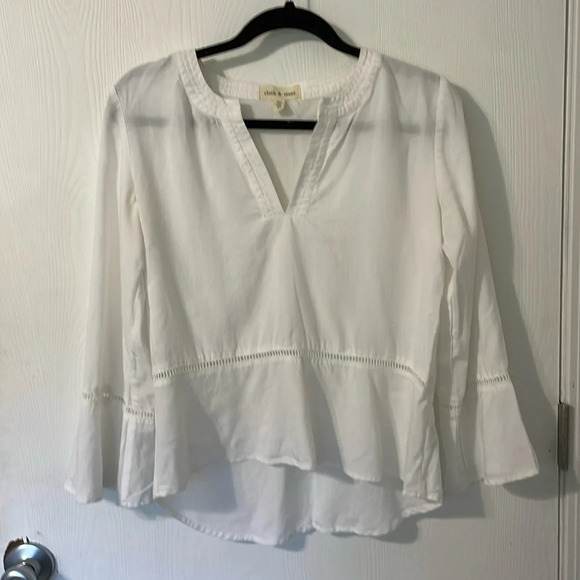 cloth & stone Tops - Cloth & Stone Anthropologie Bell Sleeve White Blouse Size XS Measures Oversized